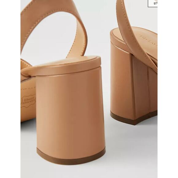 Ann Taylor Leather Platform Mule Sandals Nude Tan - Size 10 - Picture 4 of 5